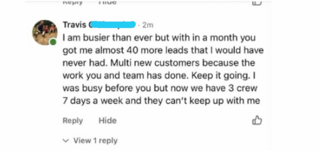 Client message saying they are busier than ever